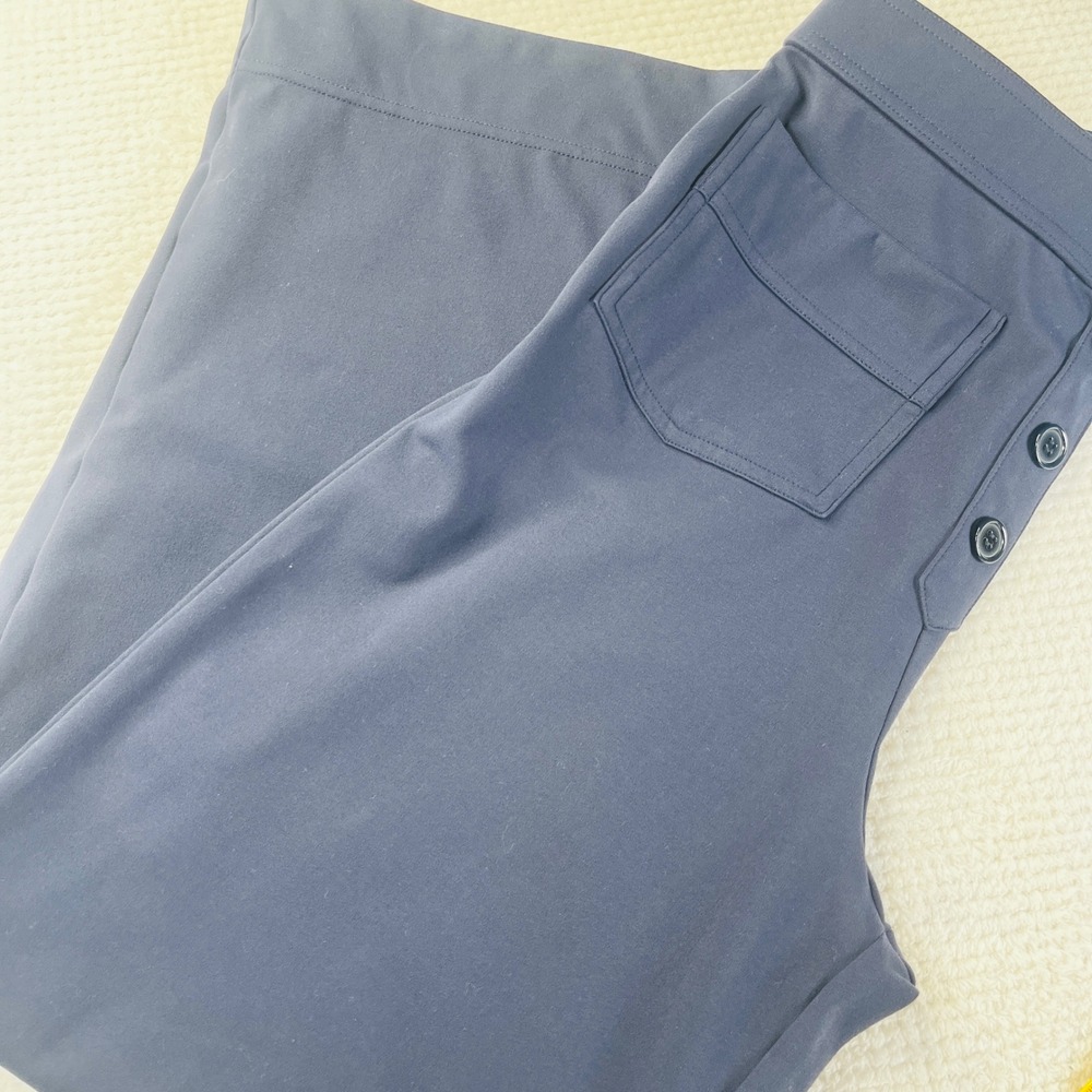 Halara Womens Navy Blue High Waisted Wide Leg Button Front Patch Pocket Pants M